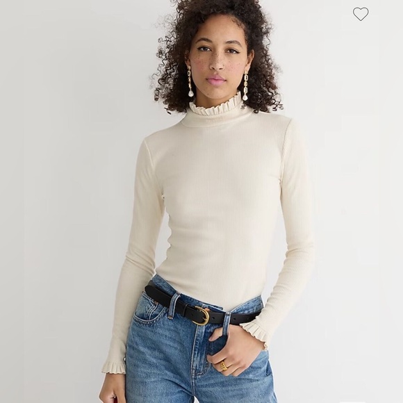 Vintage rib ruffle mockneck T shirt - Picture 10 of 10